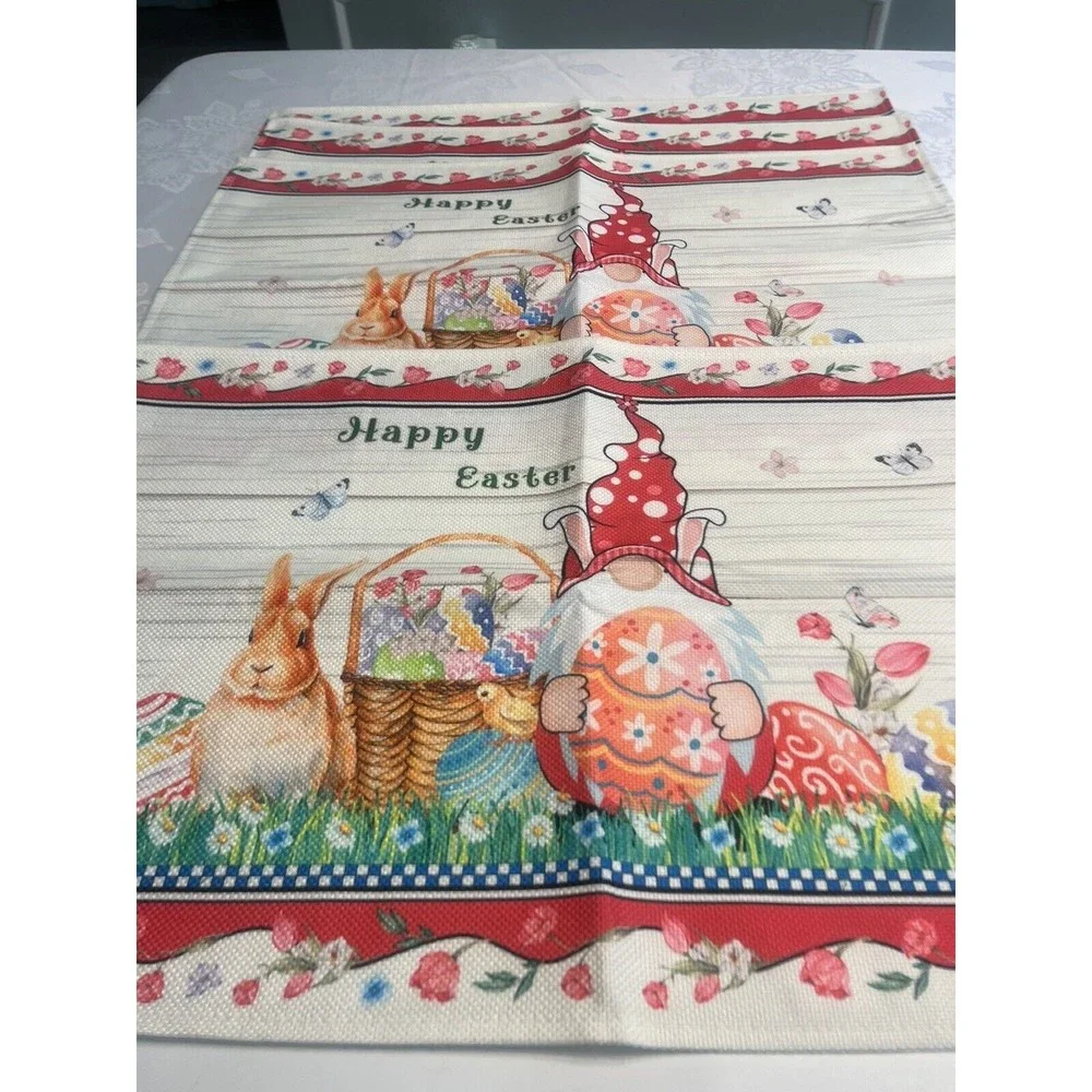NWT - Set of 4 Placemats Spring Easter Floral Easter Bunny